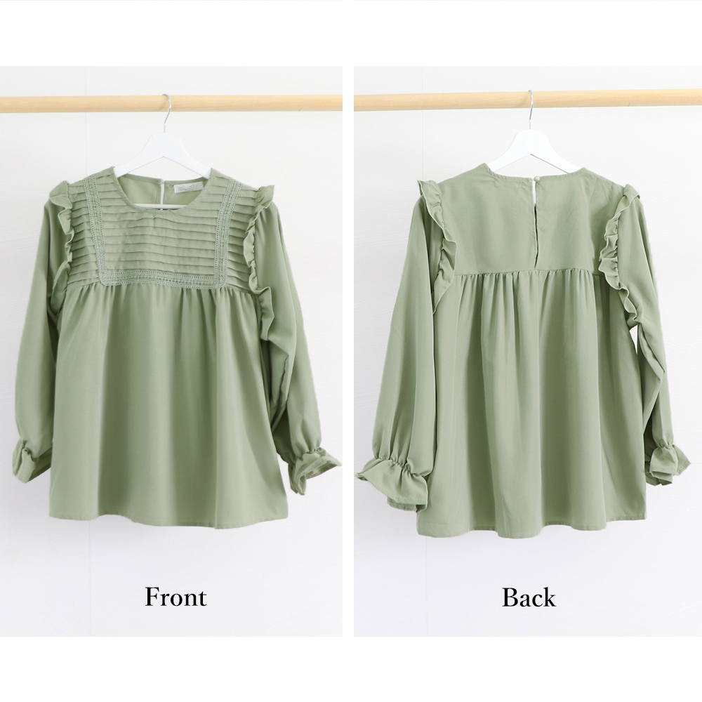 大人かわいい服 ふんわりフリル袖 タックブラウス