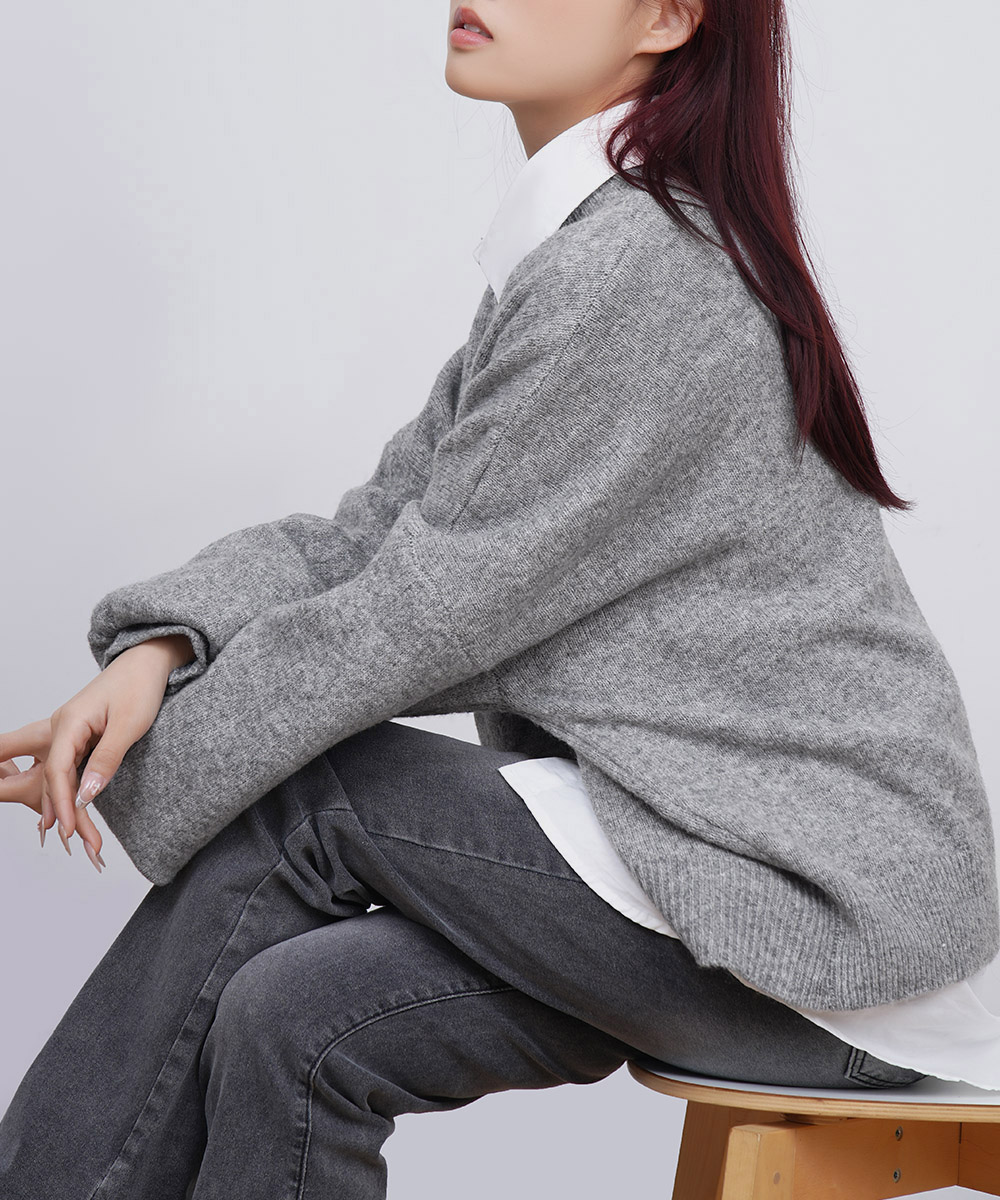 大人かわいい服 ゆったりコクーン編みニット秋冬長袖