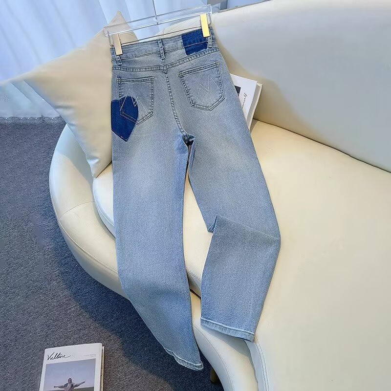 大人かわいい服 ハート刺繍ポケットデニムパンツ