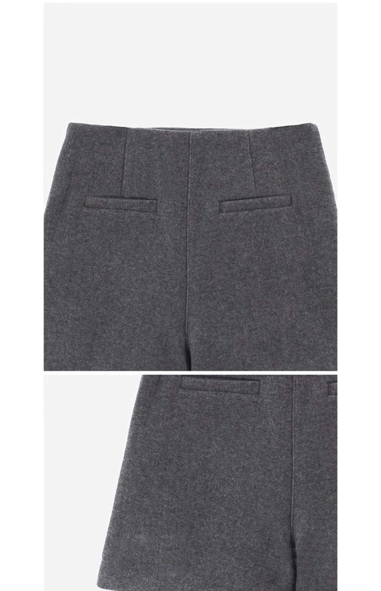 大人かわいい服 上品なウール混センタープレスショートパンツ