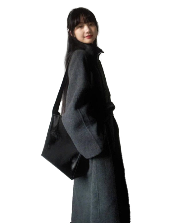 大人かわいい服 秋冬新作ベルト付ロングコート ゆったりシルエット