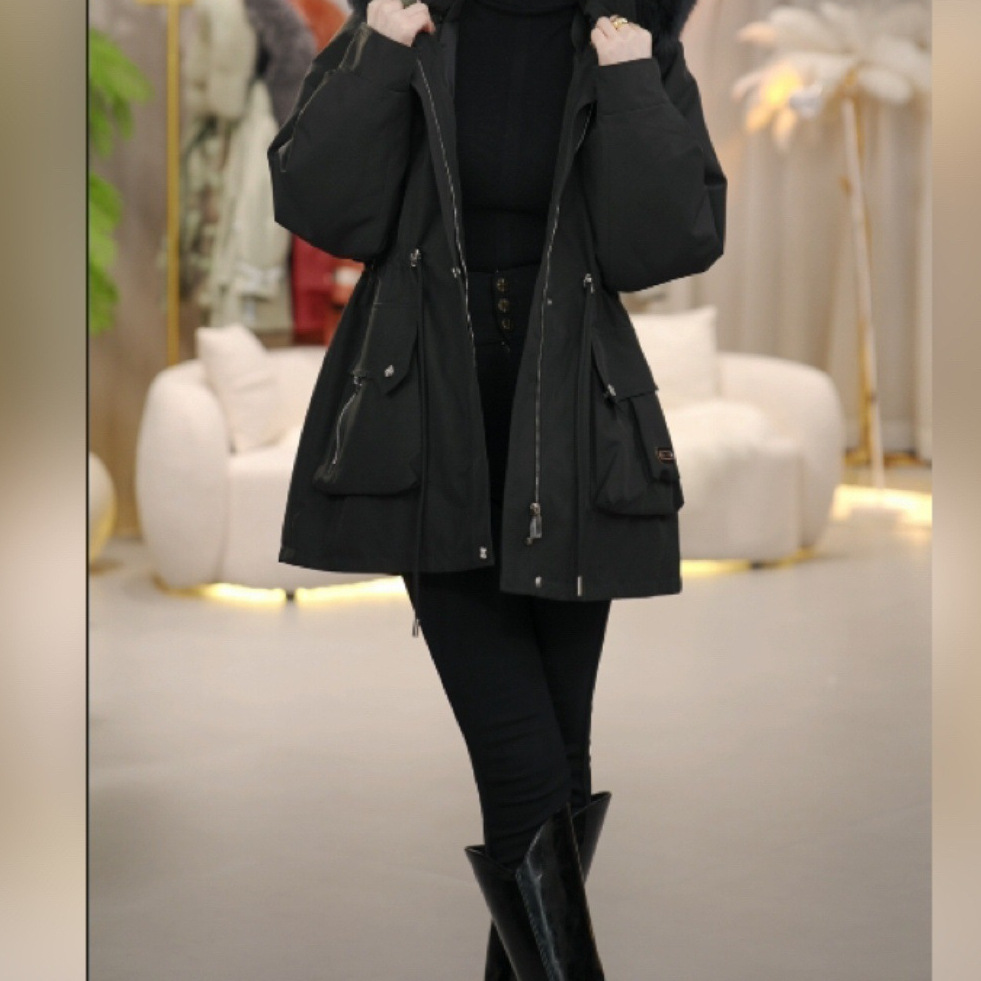 大人かわいい服 ボリュームファー付き中綿モッズコート