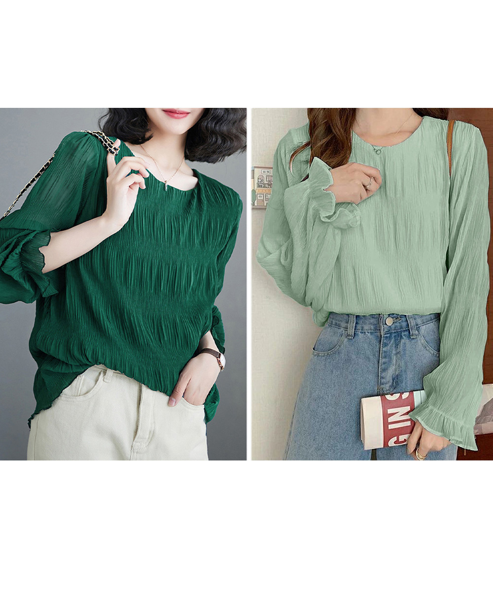 大人かわいい服 シアー素材シャーリングブラウス 上品トップス
