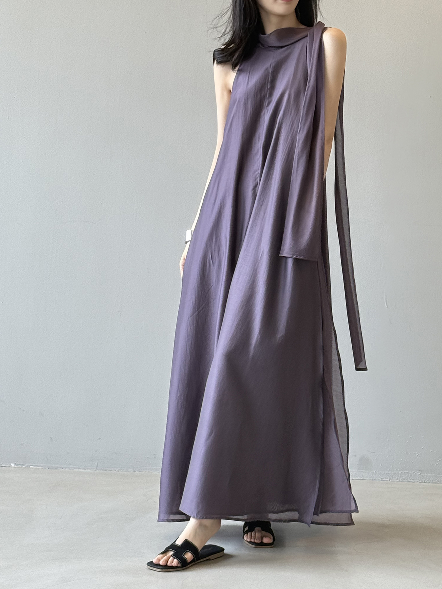 大人かわいい服 風薫る優雅なリボンマキシワンピース