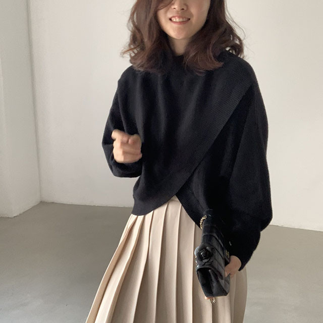 大人かわいい服 秋冬新作 混紡ニット モックネック セーター 大人可愛い