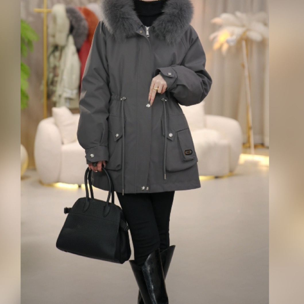 大人かわいい服 ボリュームファー付き中綿モッズコート