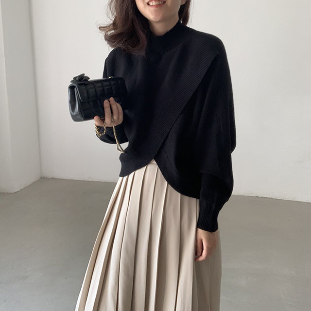 大人かわいい服 秋冬新作 混紡ニット モックネック セーター 大人可愛い