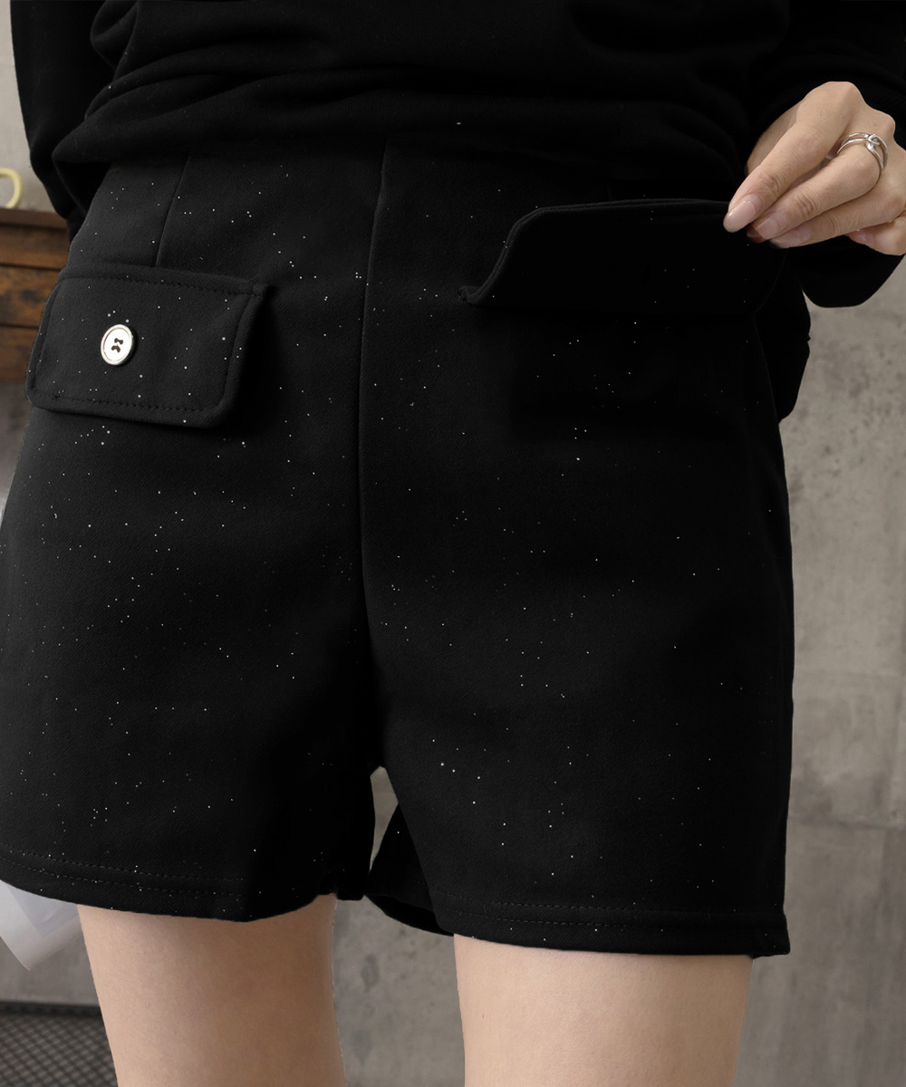 大人かわいい服 ツイード風ラメショートパンツ 秋冬 上品