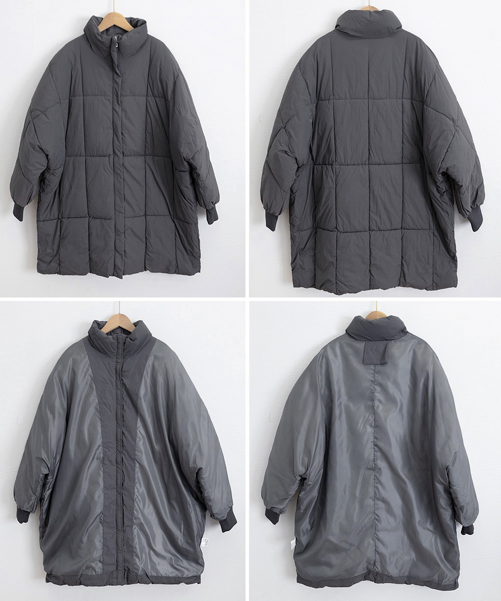 大人かわいい服 ゆったりミドル丈中綿コート