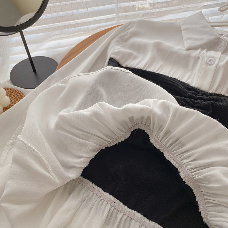 大人かわいい服 ビスチェレイヤード風シャツブラウス