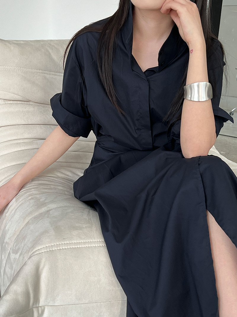 大人かわいい服 シャツ風ラップロングワンピース