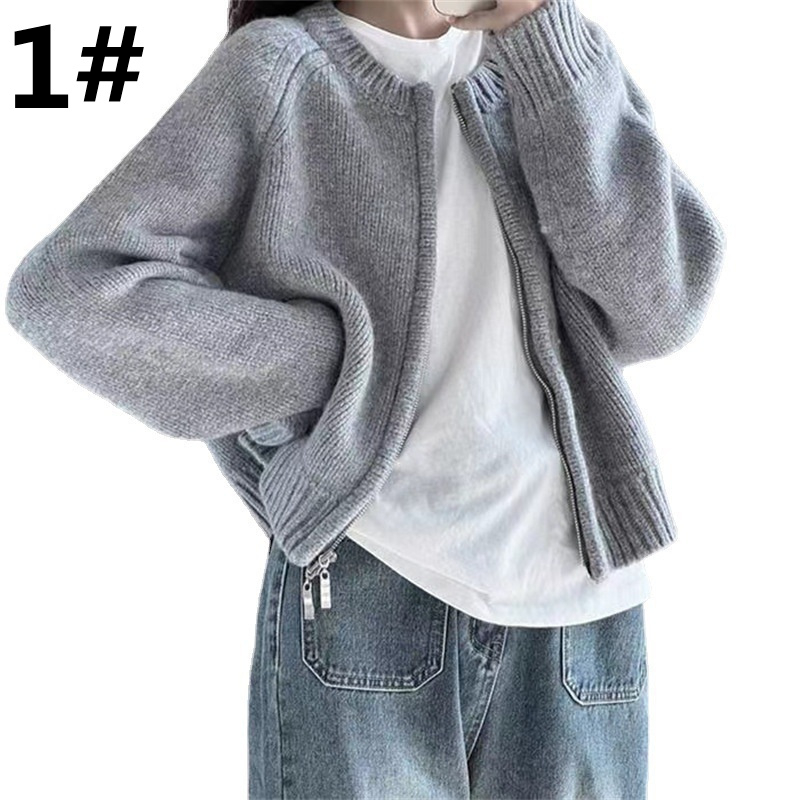 大人かわいい服 秋新作 ゆったりニットカーディガン 無地セーター