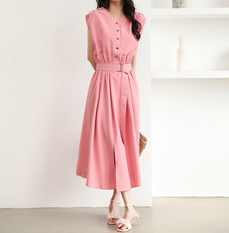 大人かわいい服 優美フレアベルト付きワンピース