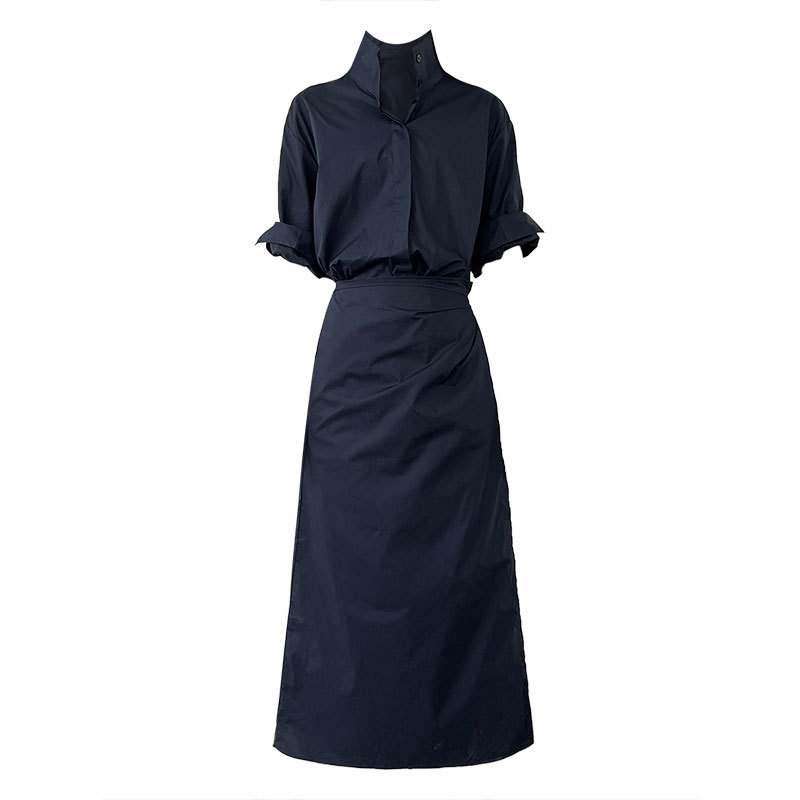 大人かわいい服 シャツ風ラップロングワンピース