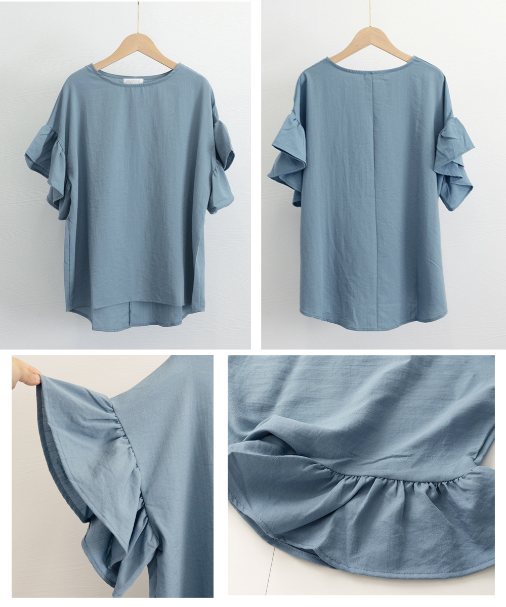大人かわいい服 フリル袖 ゆったりブラウス レディーストップス