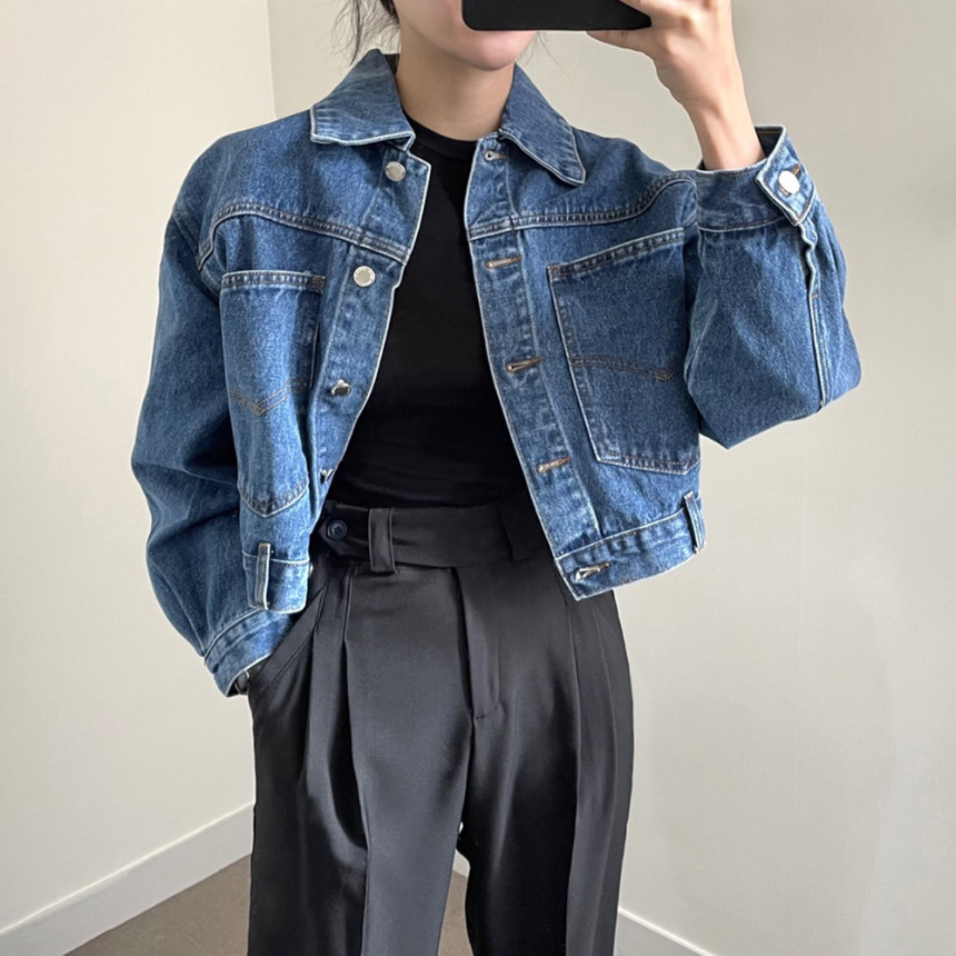 大人かわいい服 ショート丈デニムジャケット