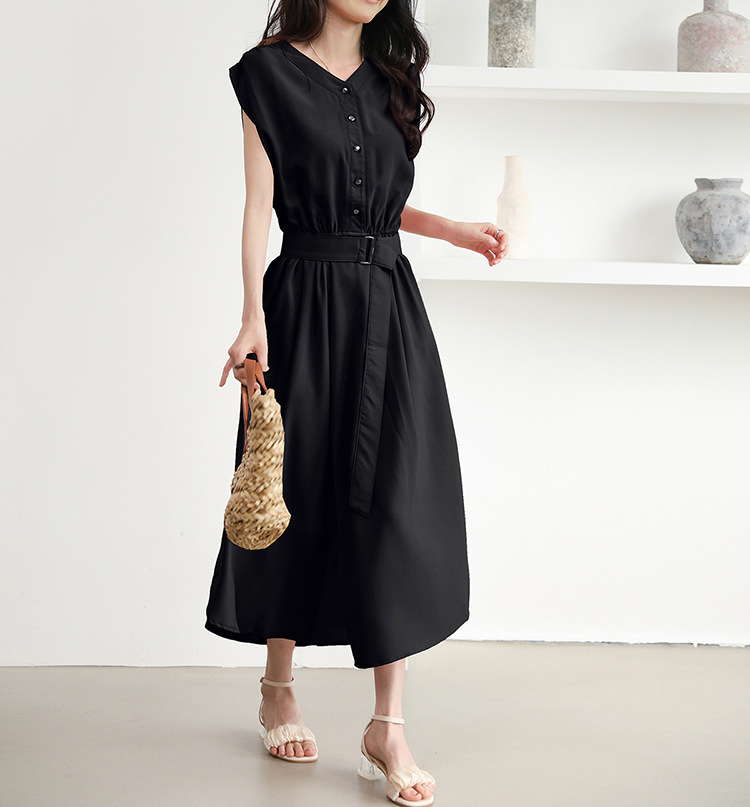 大人かわいい服 優美フレアベルト付きワンピース