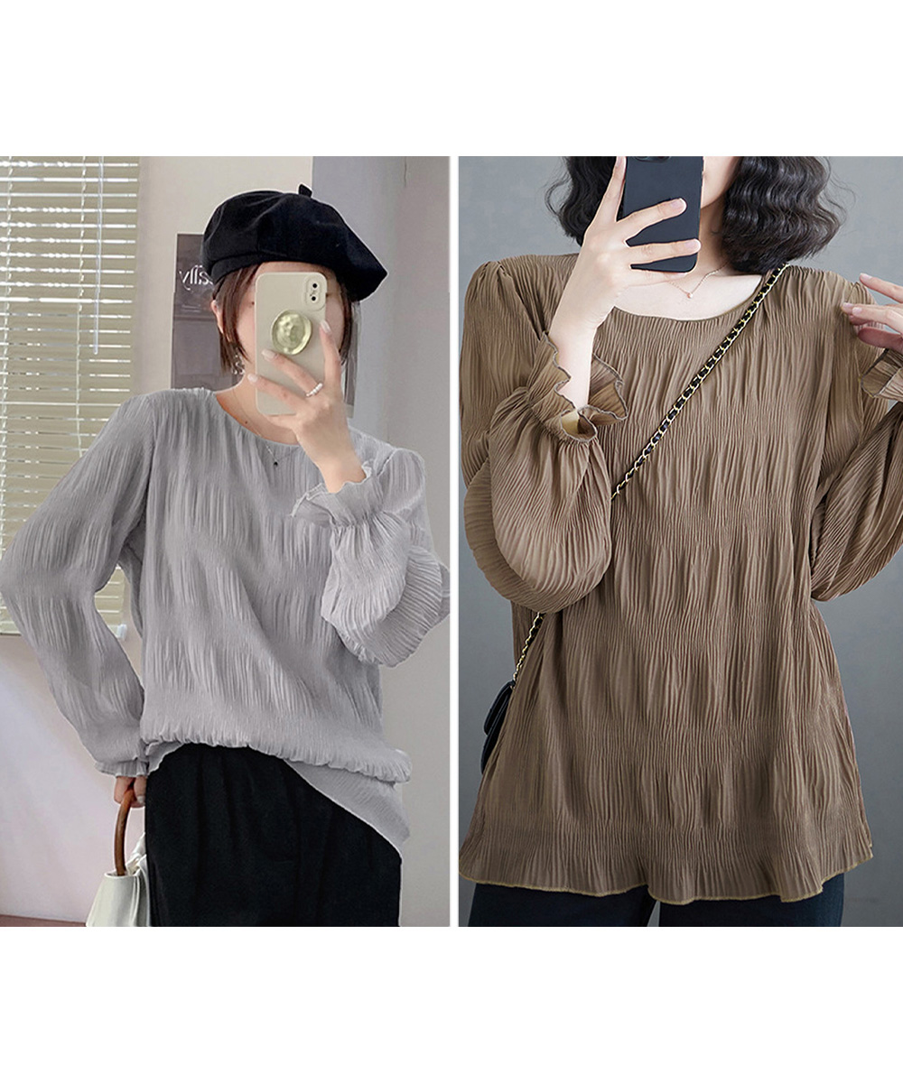 大人かわいい服 シアー素材シャーリングブラウス 上品トップス