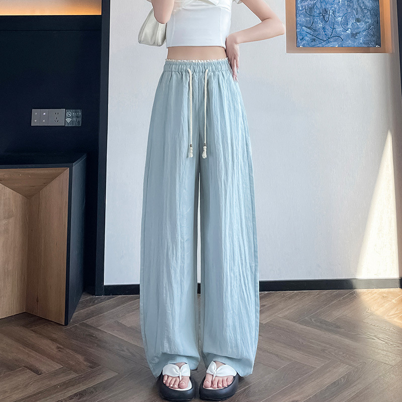 大人かわいい服 さらさら素材の drawstring ワイドパンツ