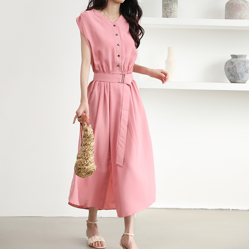 大人かわいい服 優美フレアベルト付きワンピース