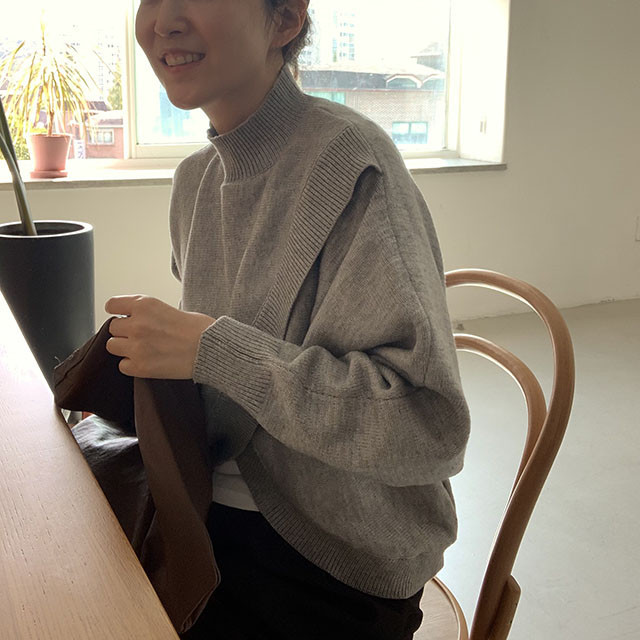 大人かわいい服 秋冬新作 混紡ニット モックネック セーター 大人可愛い