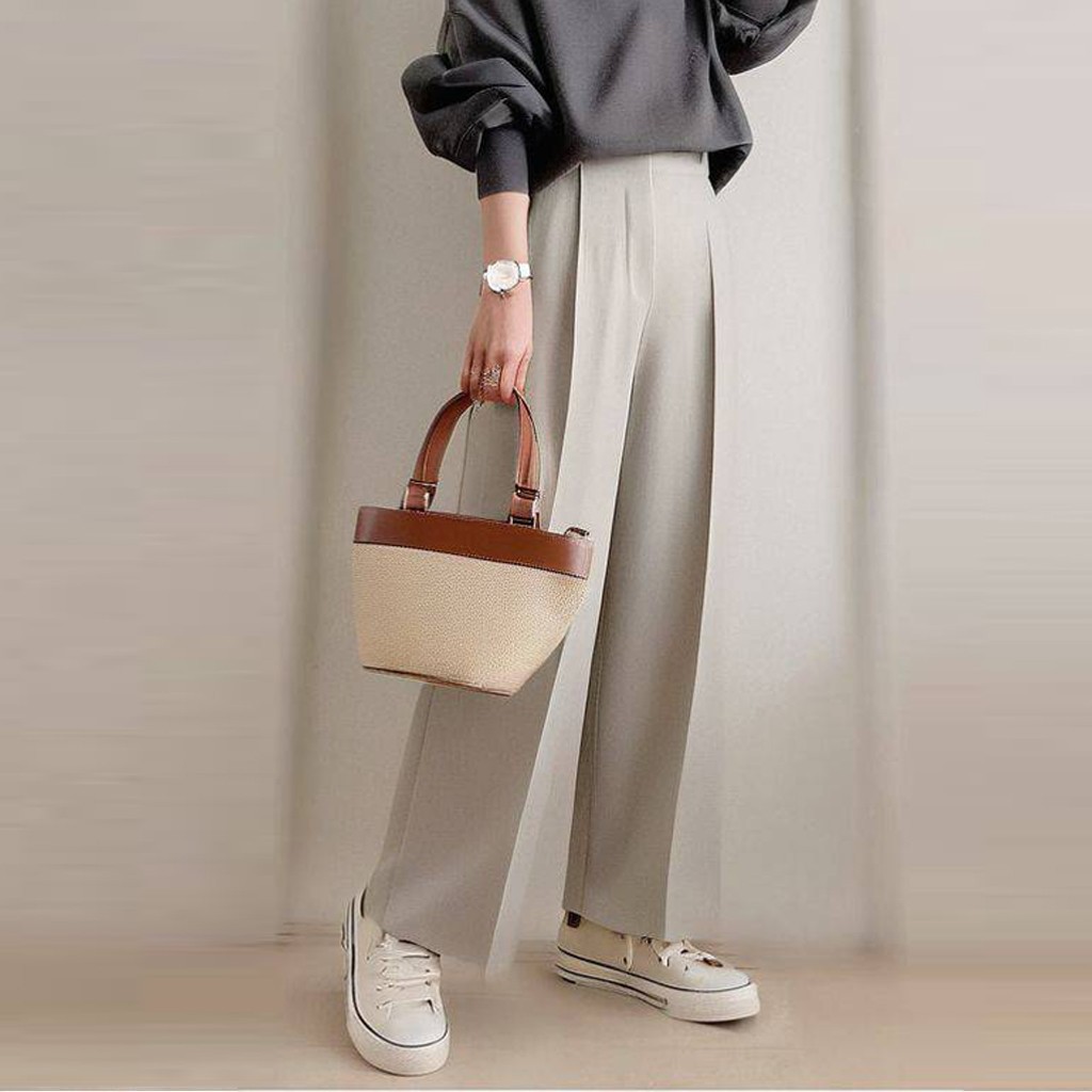 大人かわいい服 ベーシックセンタープレスワイドストレートパンツ