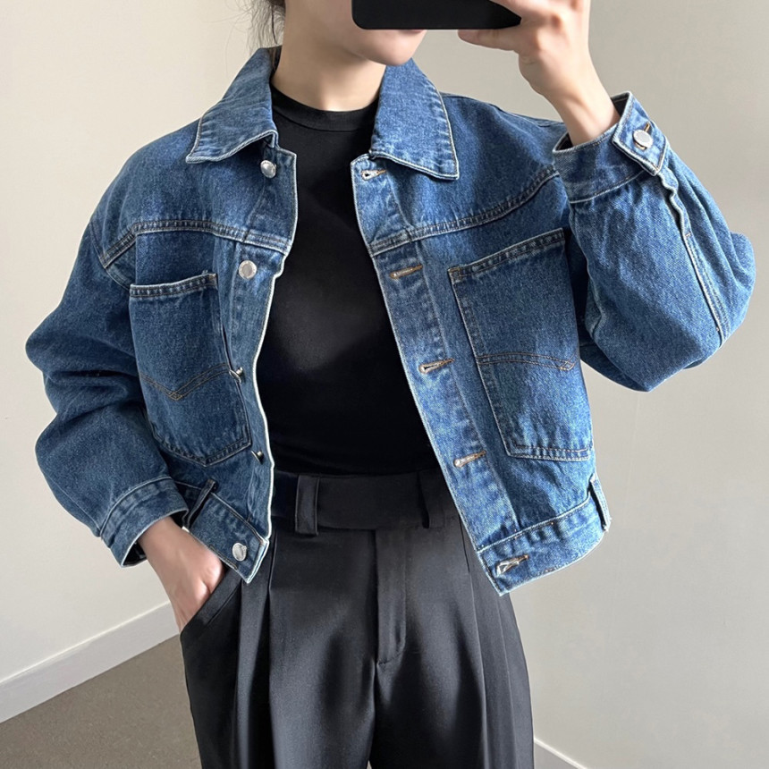 大人かわいい服 ショート丈デニムジャケット