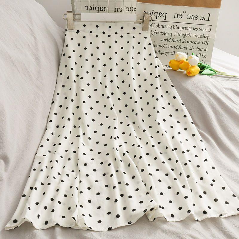 大人かわいい服 水玉ドット柄マーメイドフレアスカート