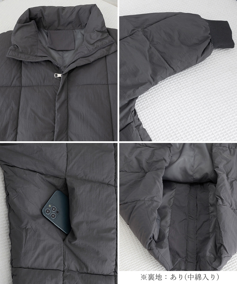 大人かわいい服 ゆったりミドル丈中綿コート