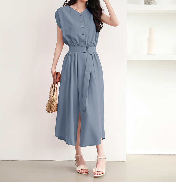 大人かわいい服 優美フレアベルト付きワンピース