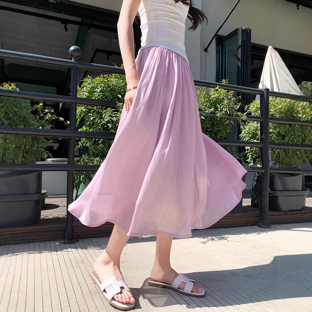 大人かわいい服 ふんわり揺れるロング丈フレアスカート