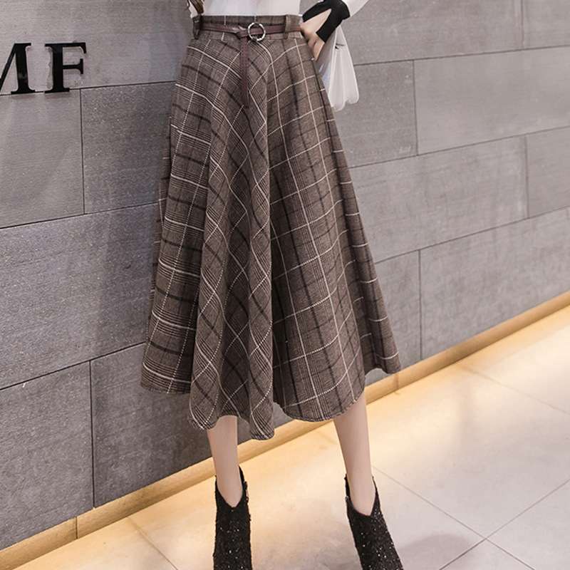 [重複あり]大人かわいい服 チェック柄フレアミディスカート