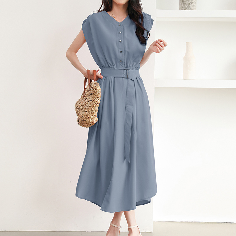 大人かわいい服 優美フレアベルト付きワンピース