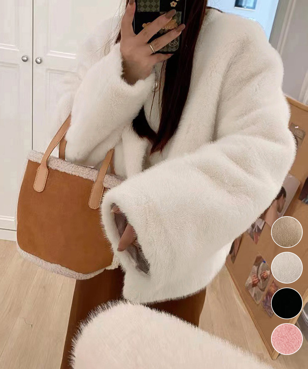 大人かわいい服 ふわふわもこもこファージャケット