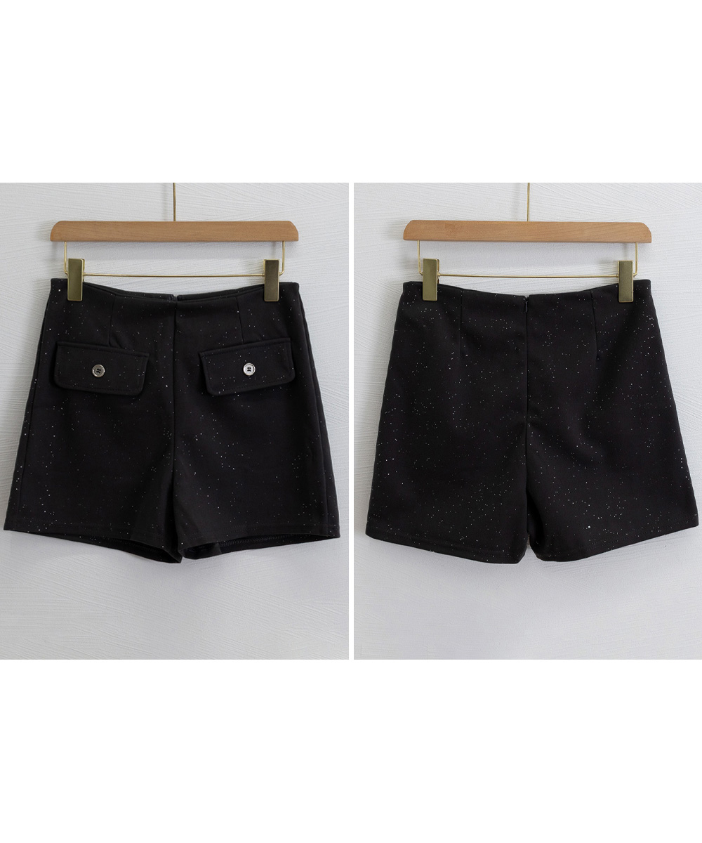 大人かわいい服 ツイード風ラメショートパンツ 秋冬 上品
