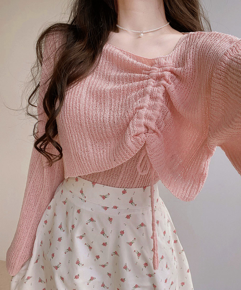 大人かわいい服 シルエット調整 リブニットトップス