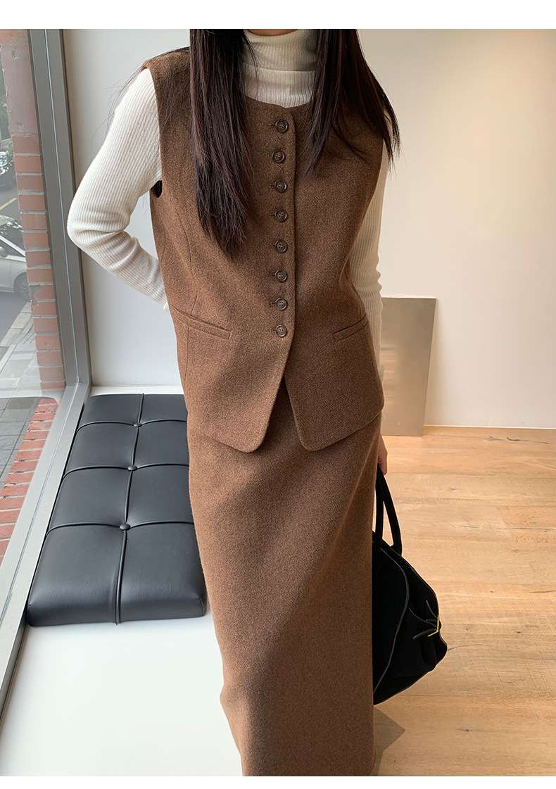 大人かわいい服 ノスタルジック ロングベスト セットアップ