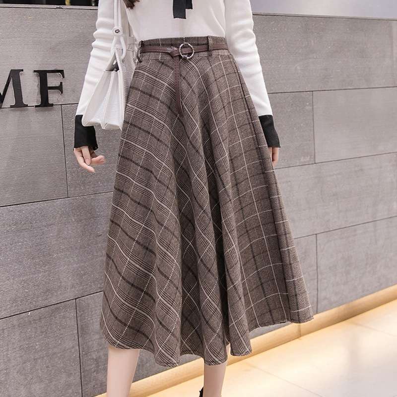 [重複あり]大人かわいい服 チェック柄フレアミディスカート