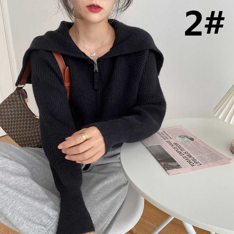 大人かわいい服 厚手ニットカーディガン ジップアップ フード付き 体型カバー