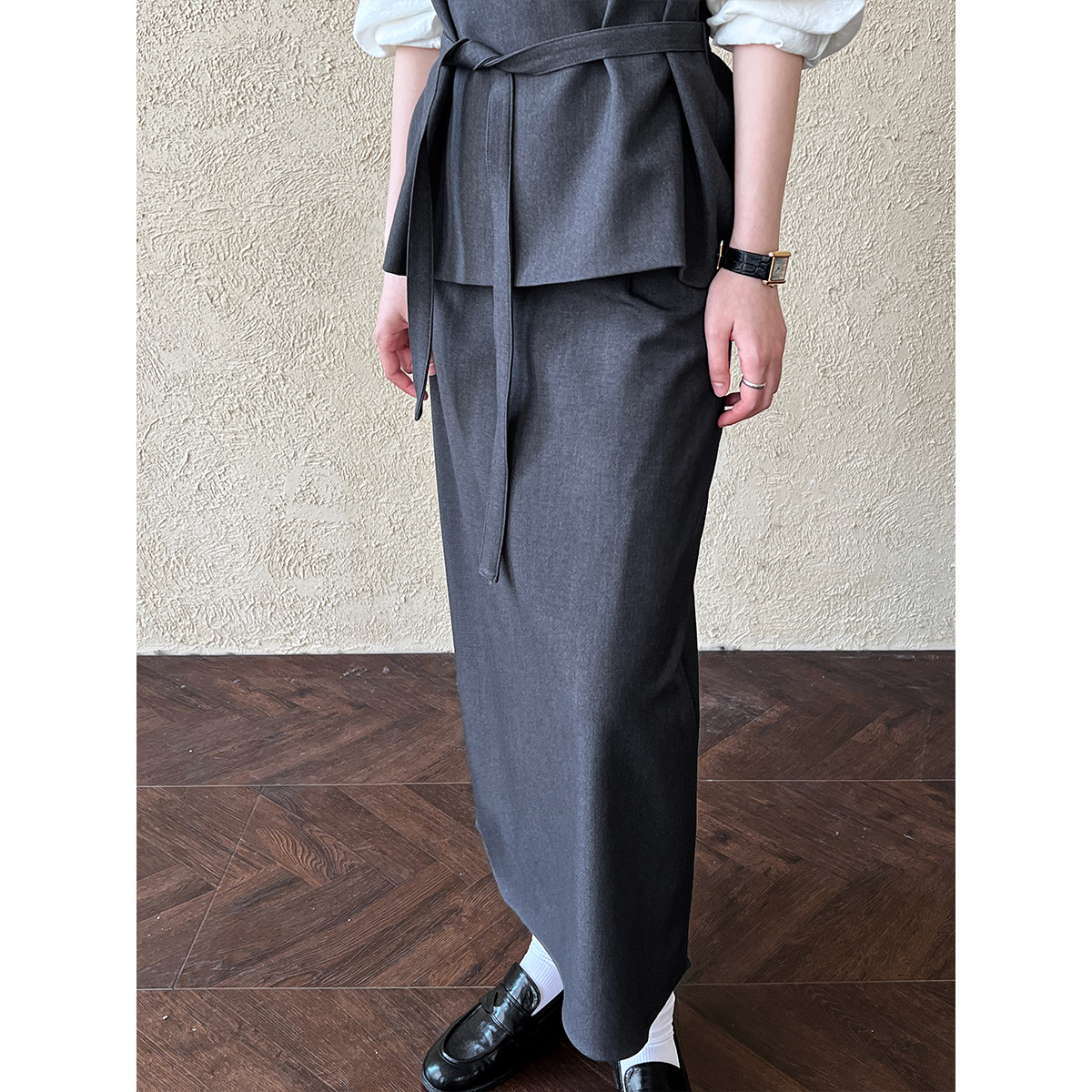 大人かわいい服 レイヤードベスト風スタイリッシュセット