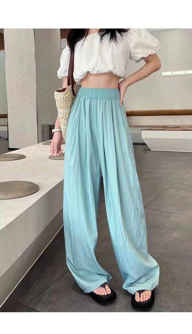 大人かわいい服 ゆったりしわ感ハイウエスト広幅パンツ