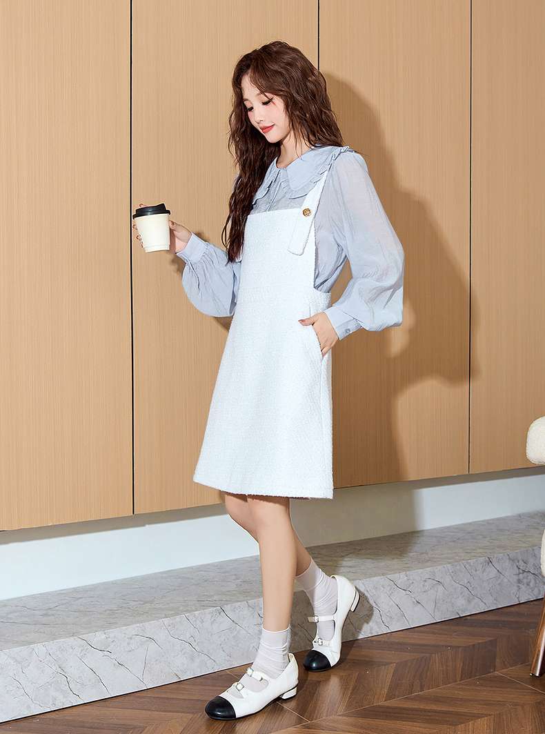 大人かわいい服 大人可愛い重ね着風ジャンパースカート