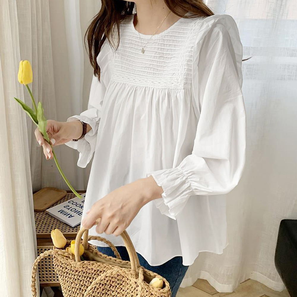 大人かわいい服 ふんわりフリル袖 タックブラウス