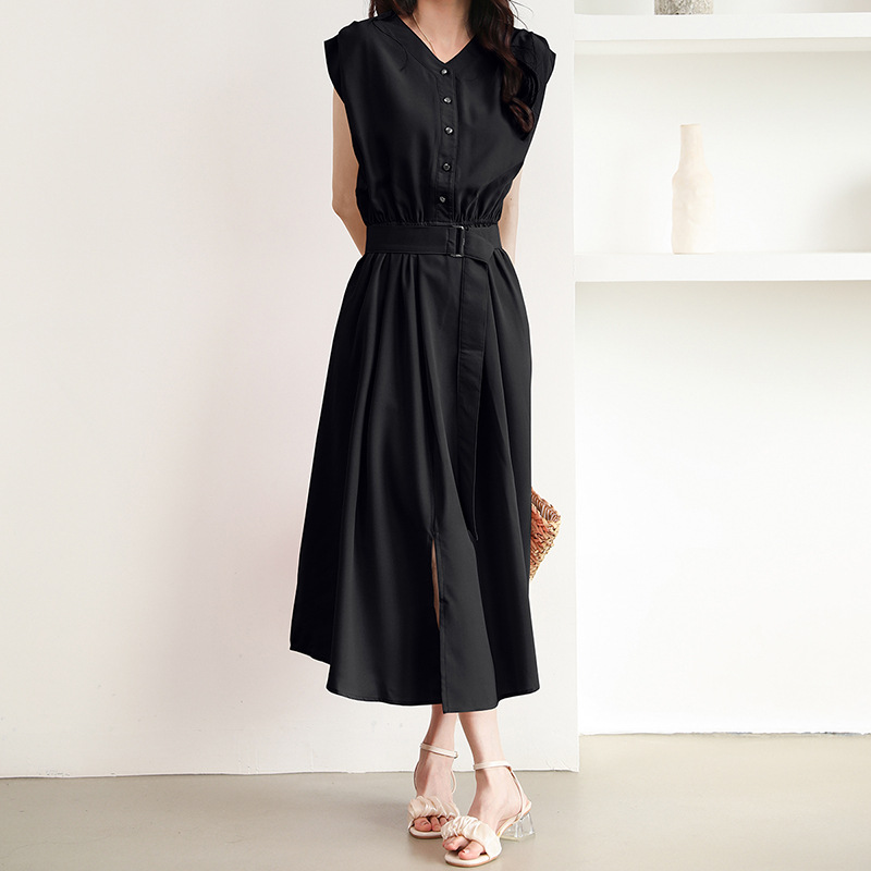 大人かわいい服 優美フレアベルト付きワンピース