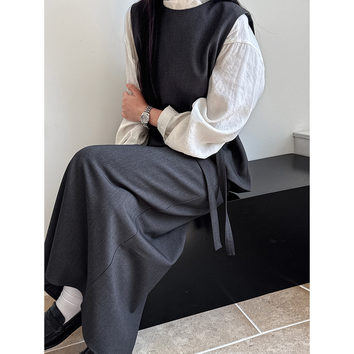 大人かわいい服 レイヤードベスト風スタイリッシュセット