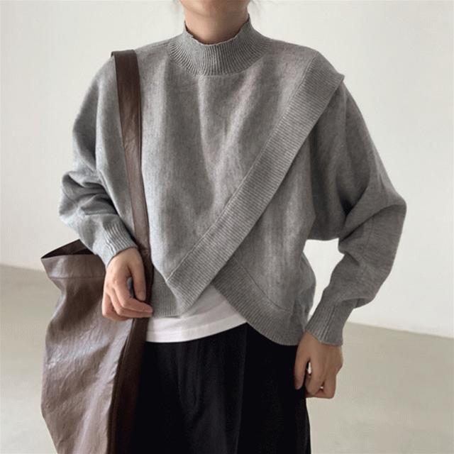 大人かわいい服 秋冬新作 混紡ニット モックネック セーター 大人可愛い