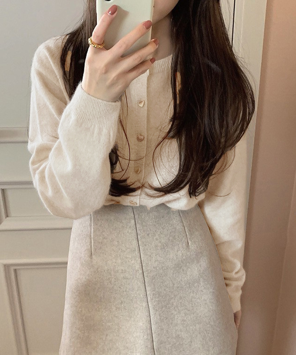 大人かわいい服 ハートボタンニットカーディガン レディース 大人かわいい