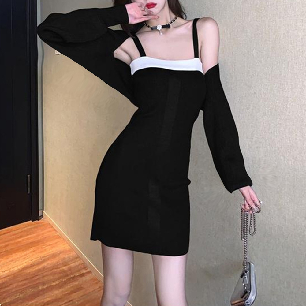 大人かわいい服 モード感あふれる ニットボレロ×ミニワンピセットアップ