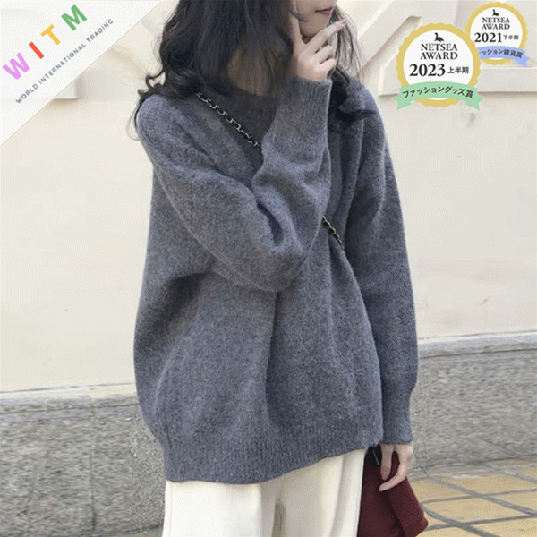大人かわいい服 ゆったり長袖ニットセーター 大人可愛いトップス