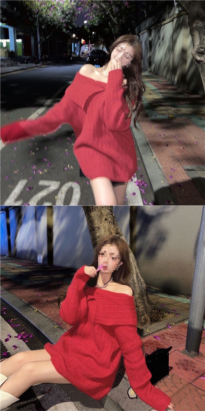 大人かわいい服 ふわもこオフショルダーニットワンピース